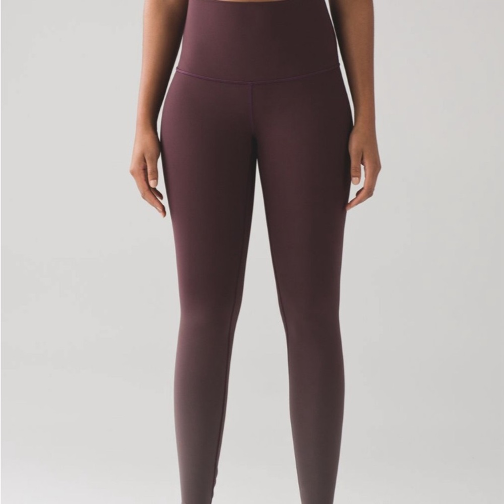 Lululemon ombré cherry / grey leggings size 6 . Like NEW